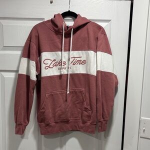 Women’s Pink & White Lake Time Hoodie